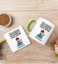Bak Kendime De Kahve Yaptım Yeşil Kupa Bardak ve Anahtarlık Set