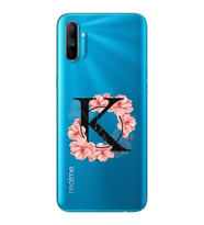 Pembe Çiçekli Harf Tasarım Süper Şeffaf Silikon Telefon Kılıfı Oppo Realmi C3 K-