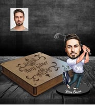 Kişiye Özel Golfçü Karikatürlü Ahşap Biblo Kutulu Bay-3
