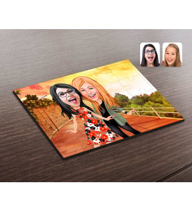 BK Gift Kişiye Özel Kız Kardeş Karikatürlü Ahşap Puzzle-1