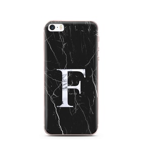 Iphone 5 Siyah Mermer Harf Tasarımlı Telefon Kılıfı F-Harfi 