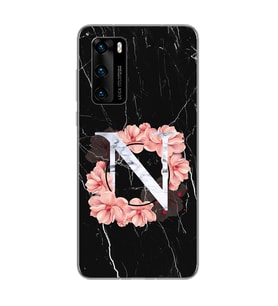 Mermer Çiçekli Harf Tasarım Süper Şeffaf Silikon Telefon Kılıfı Huawei P40 Pro N