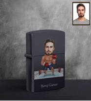 Kişiye Özel Sporcu Karikatürlü UV Baskılı Siyah Benzinli Çakmak Bay-4