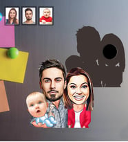 Kişiye Özel Aile Karikatürlü Ahşap Magnet Mod-1