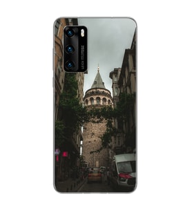Galata Tasarımlı Süper Şeffaf Silikon Telefon Kılıfı Huawei P40 Pro