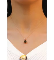 Lotus Çiçeği Yeşim Taşlı Gümüş Kolye