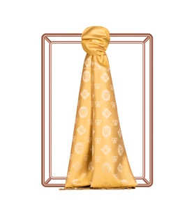 İpekevi Gold Semi Monogram Desenli İpek Şal