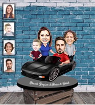 Kişiye Özel Aile Karikatürlü Ahşap Biblo  Mod-8