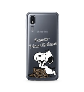 Snoopy Tasarımlı Süper Şeffaf Silikon Telefon Kılıfı Samsung A2 Core