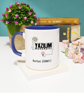 Yazılım Mühendisi Tasarımlı Kişiye Özel Yazılım Mühendisi Kupa Bardak Lacivert