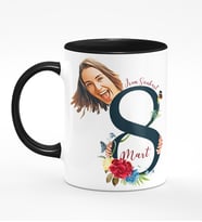 BK Gift Kişiye Özel Kadınlar Günü Karikatür Siyah Kupa Bardak  60