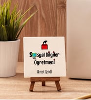 Sosyal Bilgiler Öğretmenine Hediye Taş Dekor
