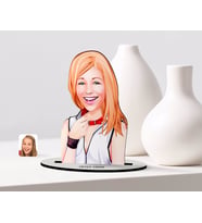 BK Gift Kişiye Özel Kadın Karikatürlü Ahşap Biblo Model-35 (Beyaz)