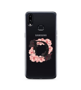Pembe Çiçekli Harf Tasarım Süper Şeffaf Silikon Telefon Kılıfı Samsung A10s D-Ha