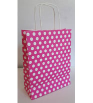KRAFT KAĞIT ÇANTA FUŞYA PUANLI 18CM X 24CM - 1 ADET (Karışık)