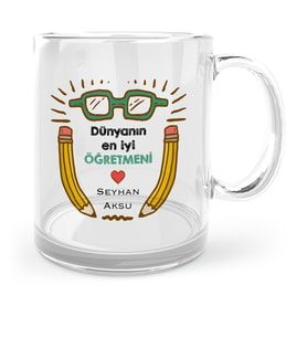 BK Gift Kişiye Özel Dünyanın En İyi Öğretmeni Cam Kupa Bardak  22