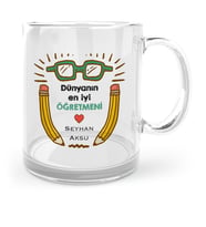 BK Gift Kişiye Özel Dünyanın En İyi Öğretmeni Cam Kupa Bardak  22