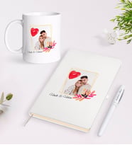 BK Gift Kişiye Özel İsimli Fotoğraflı Beyaz Defter Kalem ve Kupa Seti-29 (Model 1)