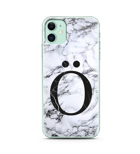 Iphone 11 Beyaz Mermer Harf Tasarımlı Telefon Kılıfı Ö-Harfi 