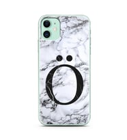 Iphone 11 Beyaz Mermer Harf Tasarımlı Telefon Kılıfı Ö-Harfi 