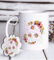 BK Gift Kişiye Özel Sevgililer Günü Beyaz Kupa ve Anahtarlık Hediye Seti-9 (Model 1)