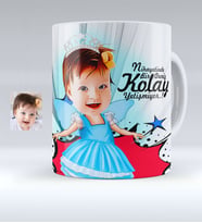 BK Gift Kişiye Özel Kız Çocuk Karikatürlü Beyaz Kupa Bardak  1