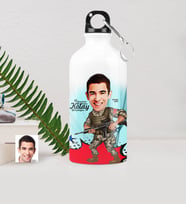 BK Gift Kişiye Özel Asker Karikatürlü Metal Suluk 500 Ml 1