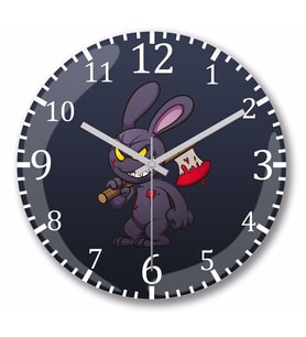 Looney Tunes Evil Bunny Cartoon  Duvar Saati Bombeli Gercek Cam