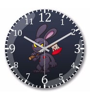 Looney Tunes Evil Bunny Cartoon  Duvar Saati Bombeli Gercek Cam