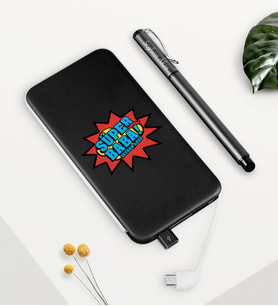 BK Gift Kişiye Özel Süper Baba Siyah 5000 mAh Powerbank ve Kalem Seti-2 (Model 1)