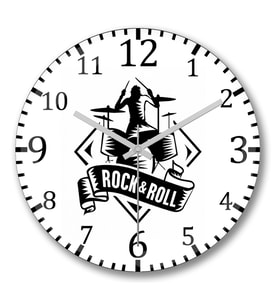 Rock Roll Müzik  Duvar  Saati Bombeli Gercek Cam