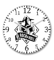 Rock Roll Müzik  Duvar  Saati Bombeli Gercek Cam