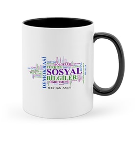 BK Gift Kişiye Özel Sosyal Bilgiler Öğretmeni Siyah Kupa Bardak  1