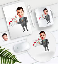 BK Gift Kişiye Özel Bay Patron Karikatürlü Defter Kalem Kupa Mouse Pad Seti-4 (Model 1)