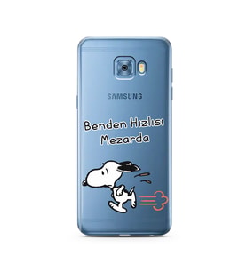 Snoopy Tasarımlı Süper Şeffaf Silikon Telefon Kılıfı Samsung C5 Pro  