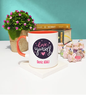 Love Yourself Tasarımlı Kişiye Özel Kupa Bardak Turuncu