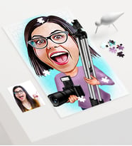 BK Gift Kişiye Özel Kadın Profesyonel Fotoğrafçı Karikatür 240 Parça A3 Puzzle  1