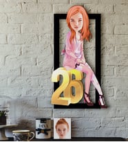 BK Gift Kişiye Özel Bayan Doğum Günü Karikatürlü 3D Ahşap Tablo-10