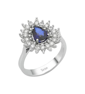 Sirius Pırlanta ve Damla Safir Taşlı Yüzük 0704R0254