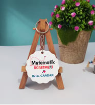 Matematik Öğretmeni Ahşap Anahtarlık