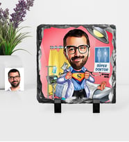 BK Gift Kişiye Özel Bay Doktor Karikatürlü Dekoratif Doğal Taş  2