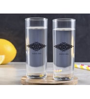 BK Gift Kişiye Özel Renkli Baskılı İsimli İkili Vodka Bardağı-111 (Beyaz)