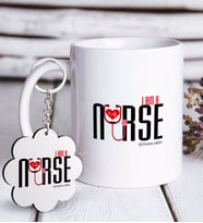BK Gift Kişiye Özel Mesleki Hemşire Beyaz Kupa ve Anahtarlık Hediye Seti-1 (Model 1)