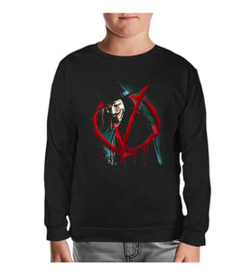 V for Vendetta - Give him a Mask Siyah Çocuk Sweatshirt