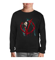 V for Vendetta - Give him a Mask Siyah Çocuk Sweatshirt
