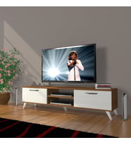 Decoraktiv Eko 140 Mdf Dvd Retro Tv Ünitesi Tv Sehpası (Beyaz - Kahverengi)