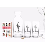 BK Gift Kişiye Özel Renkli Baskılı Atatürk Temalı İkili Rakı Bardağı Karaf ve Cep Kitabı Hediye Seti-22 (Model 1)