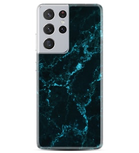 Kılıfland Samsung Galaxy S21 Ultra Kılıf Silikon Resimli Kapak Koyu Mavi Mermer Stok 1297