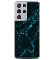 Kılıfland Samsung Galaxy S21 Ultra Kılıf Silikon Resimli Kapak Koyu Mavi Mermer Stok 1297