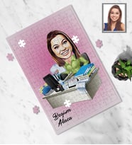 Kişiye Özel Patron Karikatürlü A3 130 Parça Puzzle Bayan-16